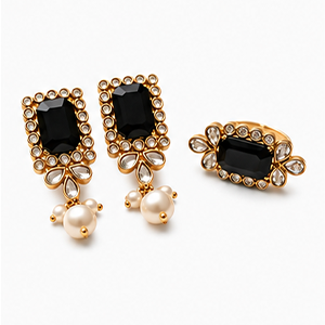 Earings with Ring - Black